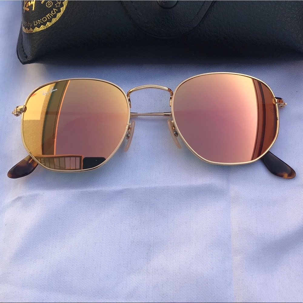 Rose gold lenses hexagon sunglasses
